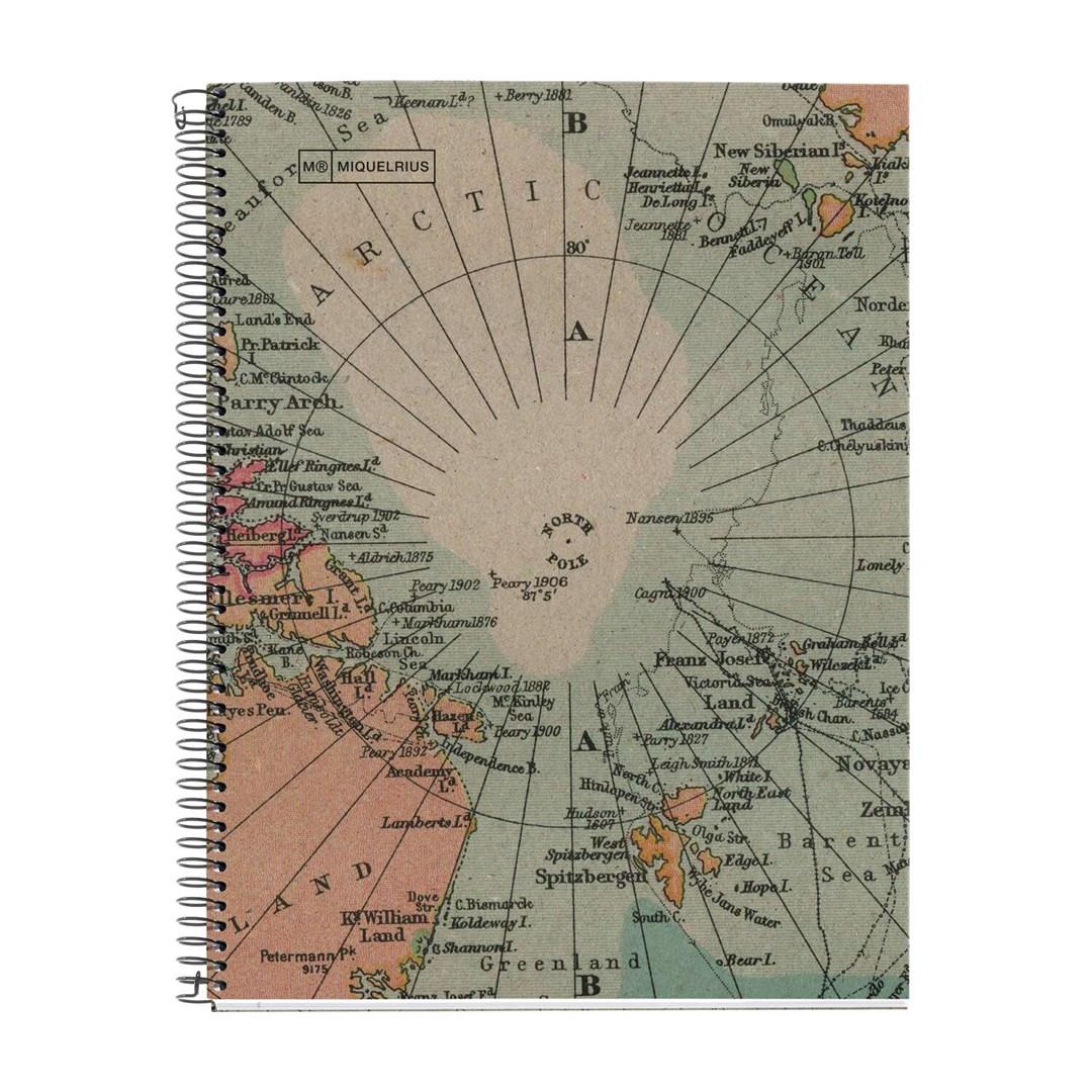 A4 spiralnotesbog med kvadreret papir - 80 ark, hardcover, multifarvet kortmotiv
