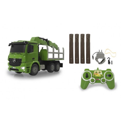 Fjernstyret lastbil til trætransport 1:20 - grøn, 4WD, 2,4 GHz