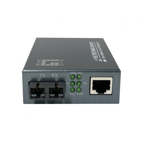 LevelOne RJ45 til SC Gigabit mediekonverter - PoE PSE, singlemode fiber, 20 km