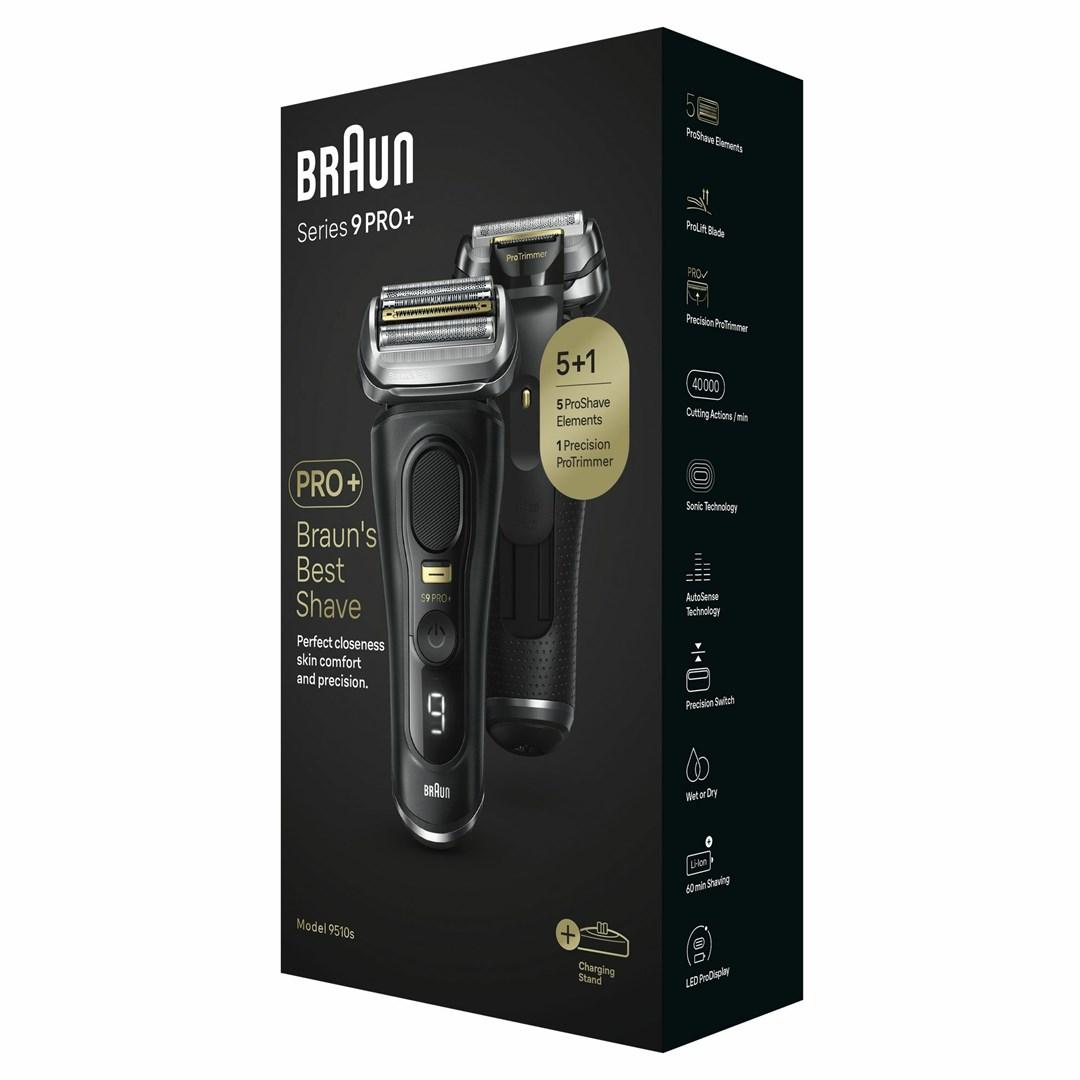 Braun Series 9 Pro+ 9510s Wet & Dry foliebarbermaskine med trimmer - Sort