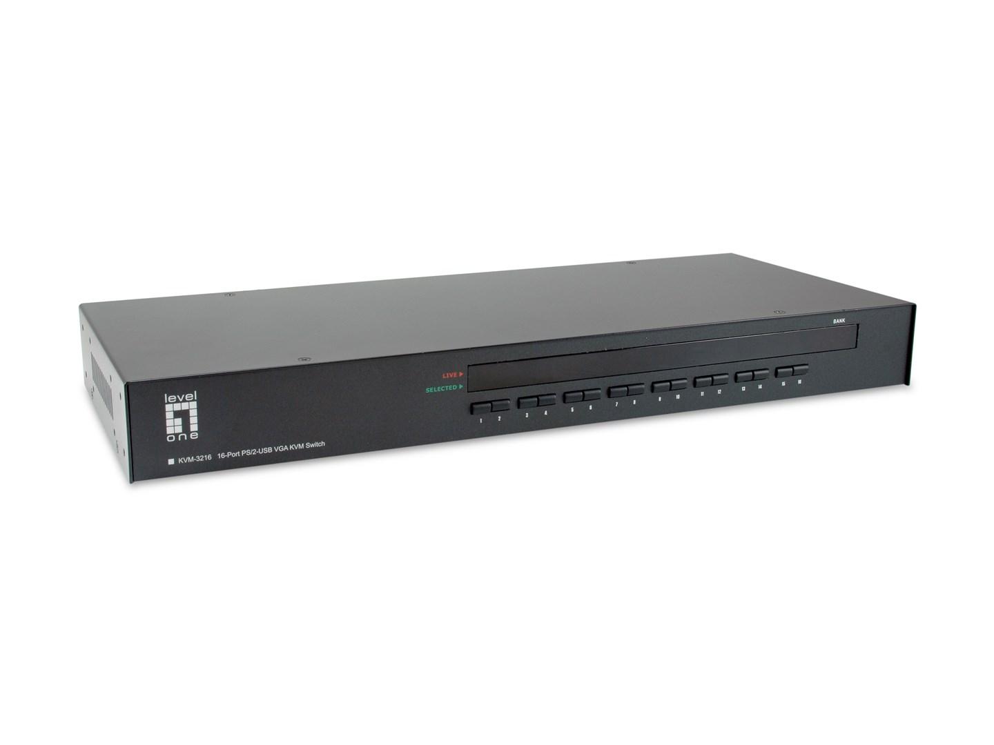 LevelOne KVM-3216 - 16-port PS/2/USB VGA KVM-switch (1U rack)