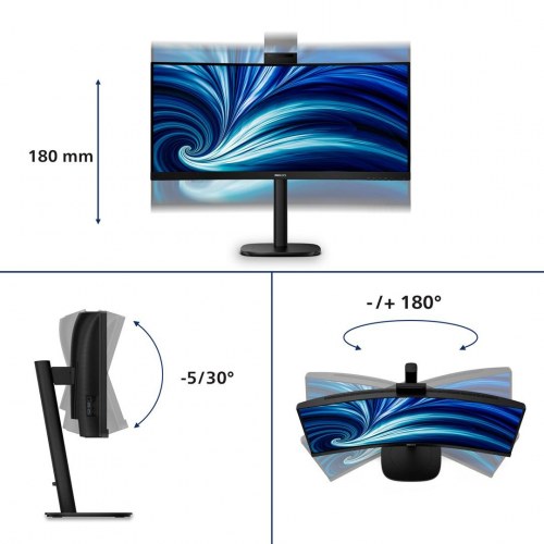 Philips 34B2U3600CH 34" buet WQHD kontorskærm - sort
