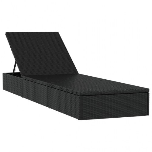 Liggestol 1 stk. med hynde 201x55x62 cm polyrattan sort (OUTLET A)