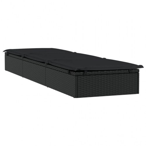 Liggestol 1 stk. med hynde 201x55x62 cm polyrattan sort (OUTLET A)