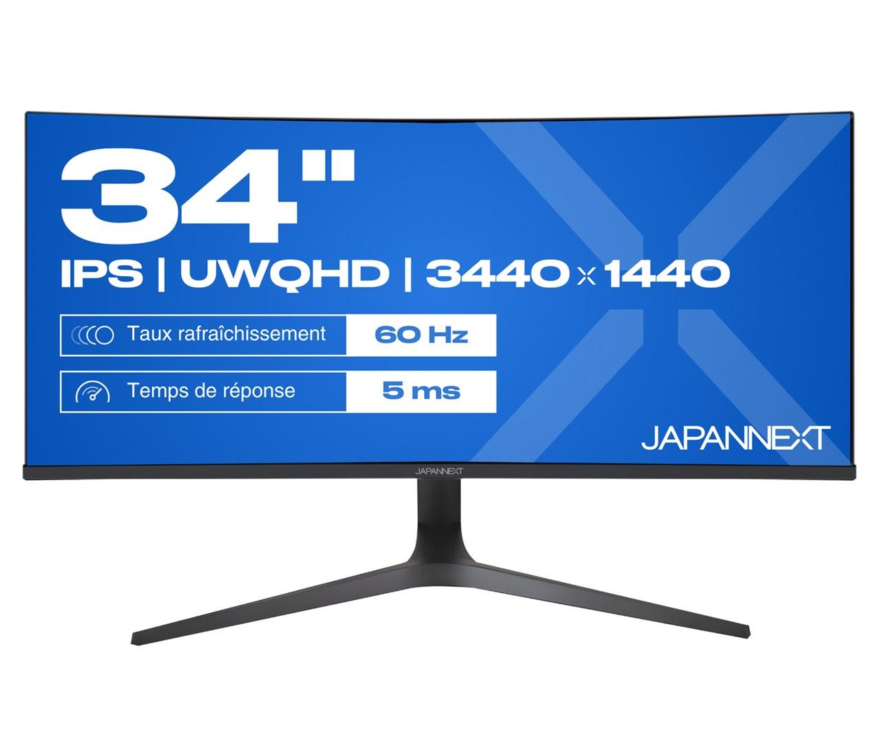 JAPANNEXT JN-IPS340UWQHD60C-C65W-HS-W - 34" buet IPS skærm, UWQHD (3440 × 1440), 60 Hz, sort