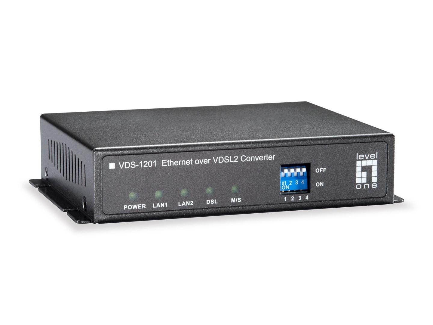 LevelOne VDS-1201 mediekonverter - Ethernet over VDSL2, 100 Mbit/s, sort