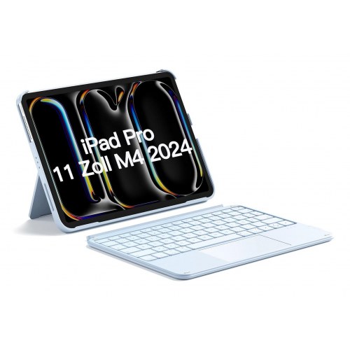 Bluetooth tastatur med touchpad - QWERTZ, blå (Inateck KB04122)