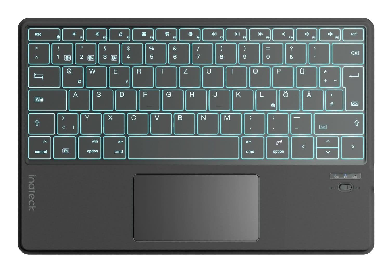 Inateck KB01104 - gråt tastatur med pegefelt til Apple tablets