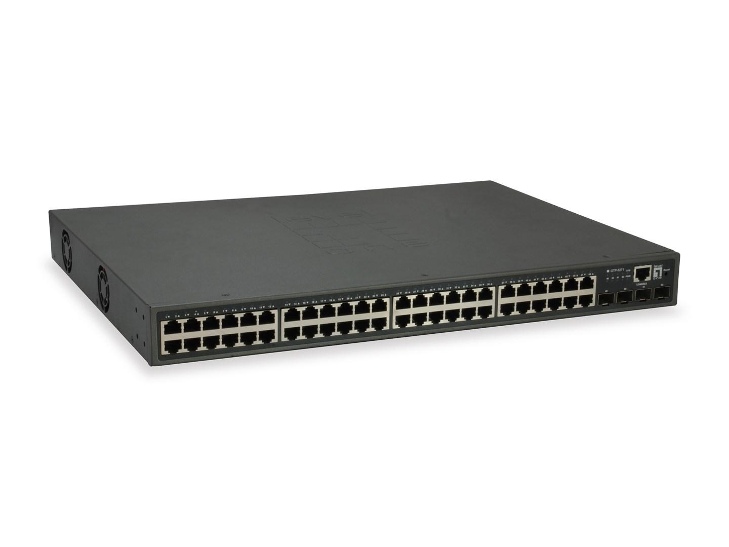 LevelOne 52-ports L3 Lite administrerbar Gigabit PoE-switch - 4 x 10GbE SFP+, 48 PoE, 400 W