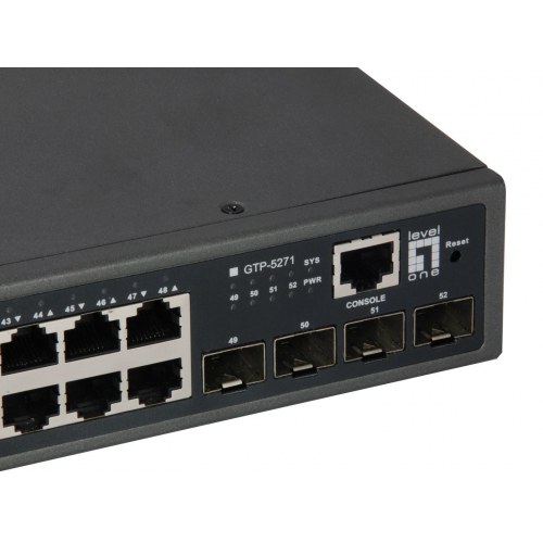 LevelOne 52-ports L3 Lite administrerbar Gigabit PoE-switch - 4 x 10GbE SFP+, 48 PoE, 400 W