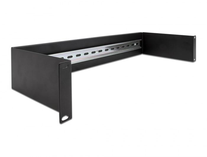 DELOCK 19" DIN-skinne panel 2U - sort