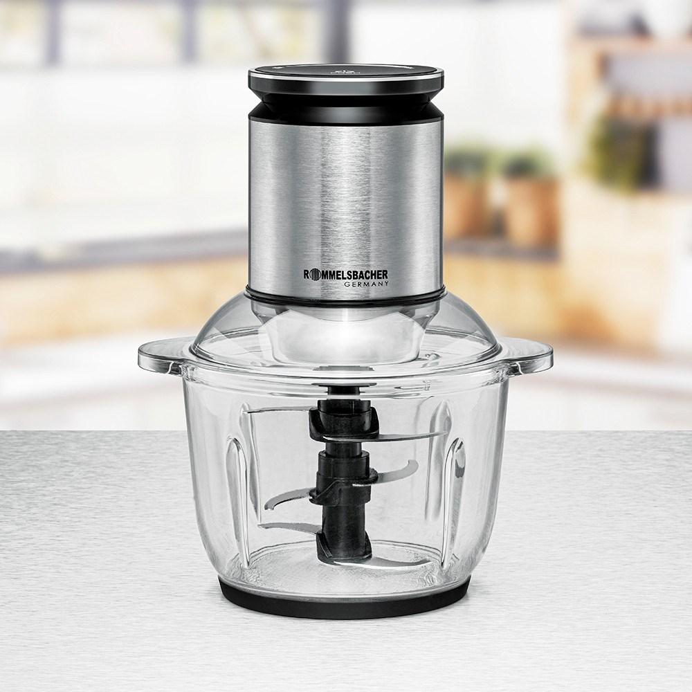 Rommelsbacher MZ 600 minihakker - 2 l glas-skål, 600 W, rustfrit stål/sort