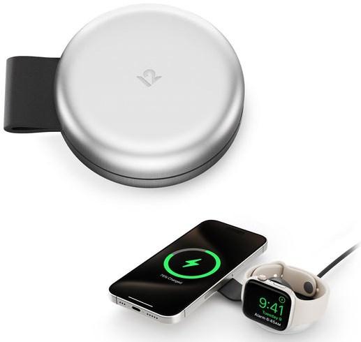 Twelve South ButterFly 2‑i‑1 trådløs oplader til iPhone og Apple Watch - sort/sølv