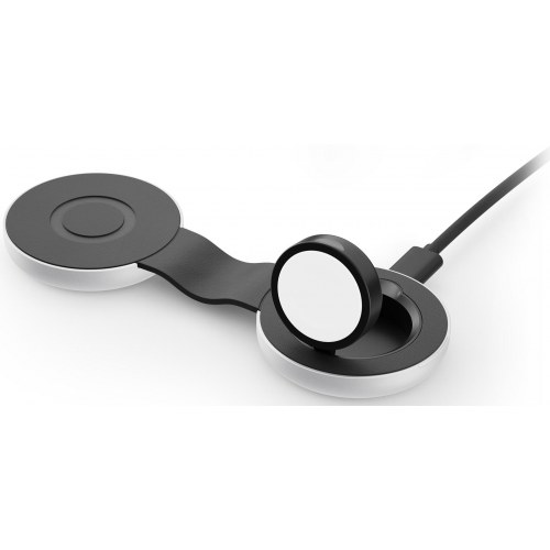 Twelve South ButterFly 2‑i‑1 trådløs oplader til iPhone og Apple Watch - sort/sølv