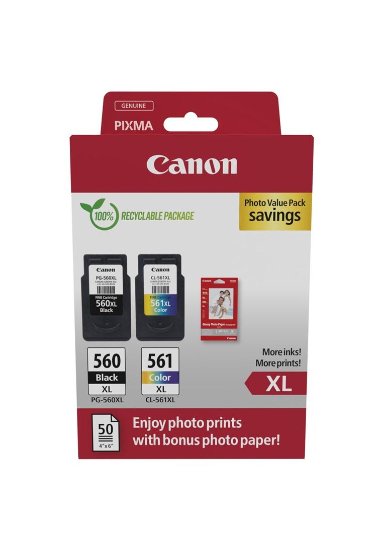 Canon PG-560XL/CL-561XL fotoværdipakke - original blækpatroner (2 stk) høj kapacitet, sort + farve