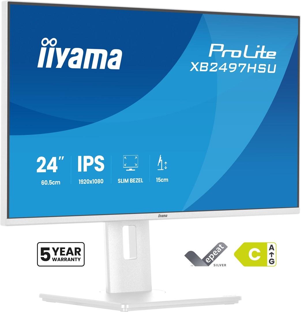 iiyama ProLite XB2497HSU-W1 23,8" Full HD IPS skærm - hvid