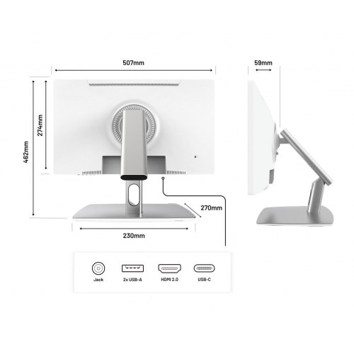 JAPANNEXT JN-IPS2152FHDR-C65W-FLD-T - 21,5" Full HD IPS touchskærm, 75 Hz - Grå