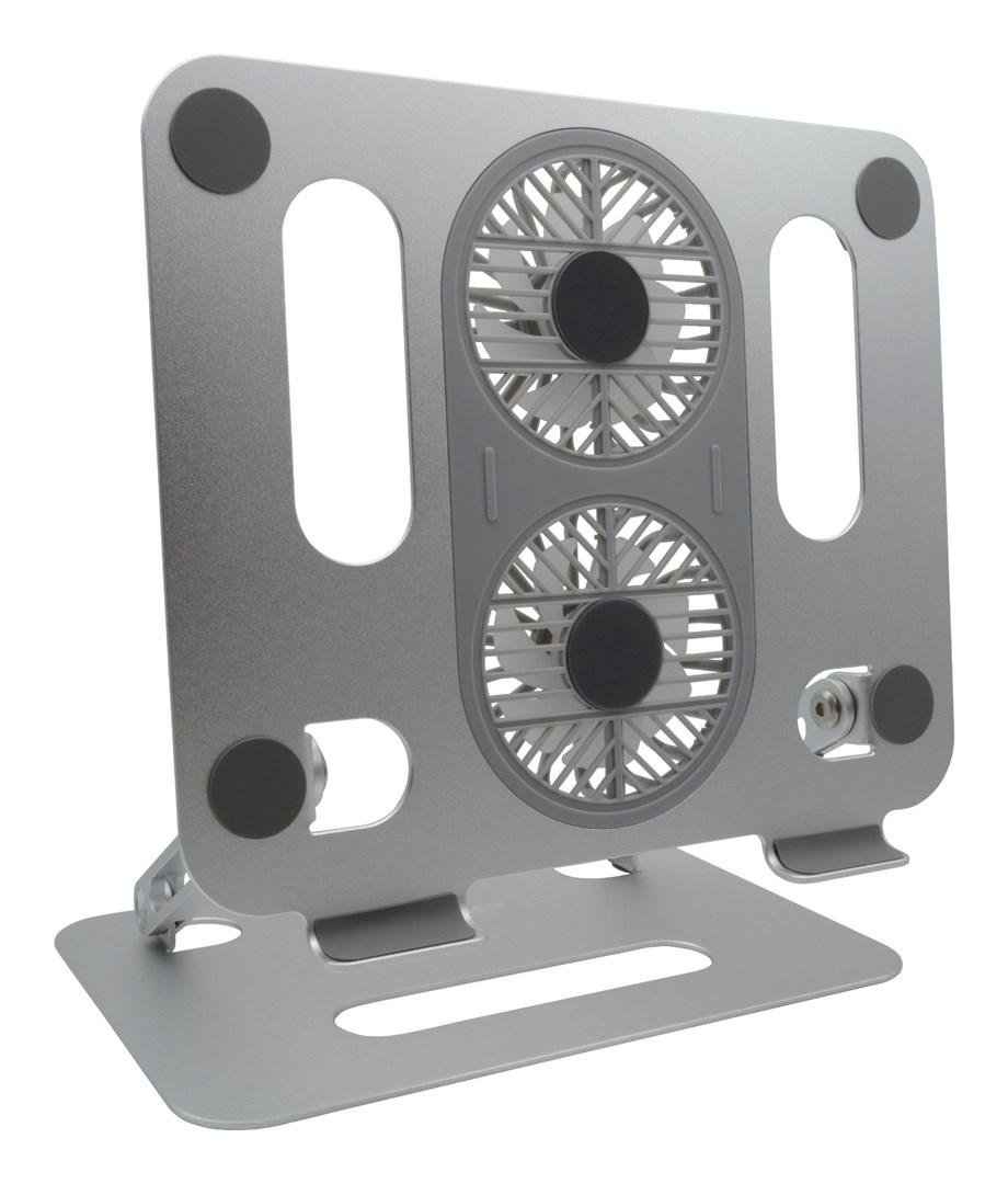 Laptopstand med dobbelt køling - 10-17", justerbar højde, aluminium