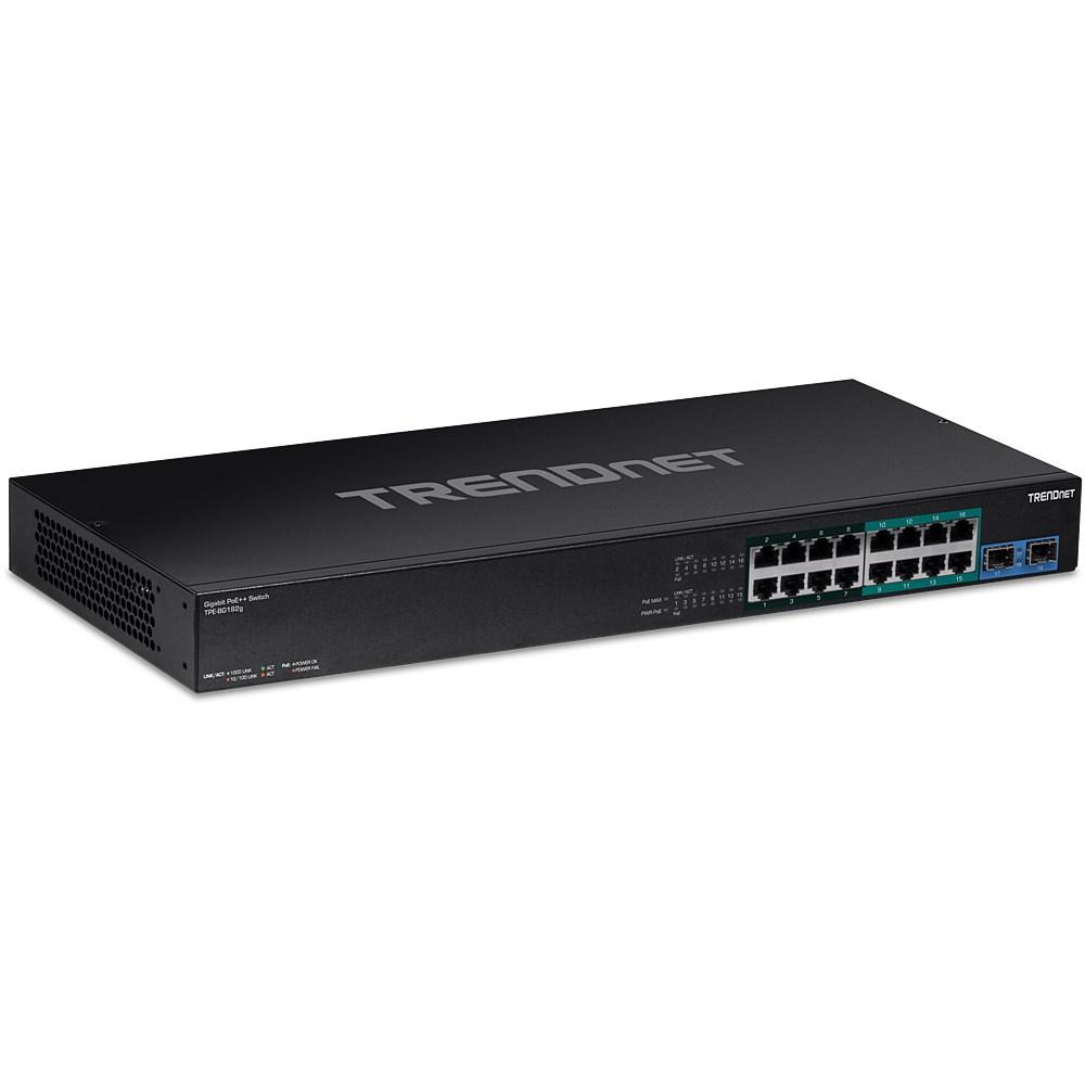 TRENDnet TPE-BG182G - 8-port uadministreret Gigabit PoE switch, 2× SFP, 1U - sort