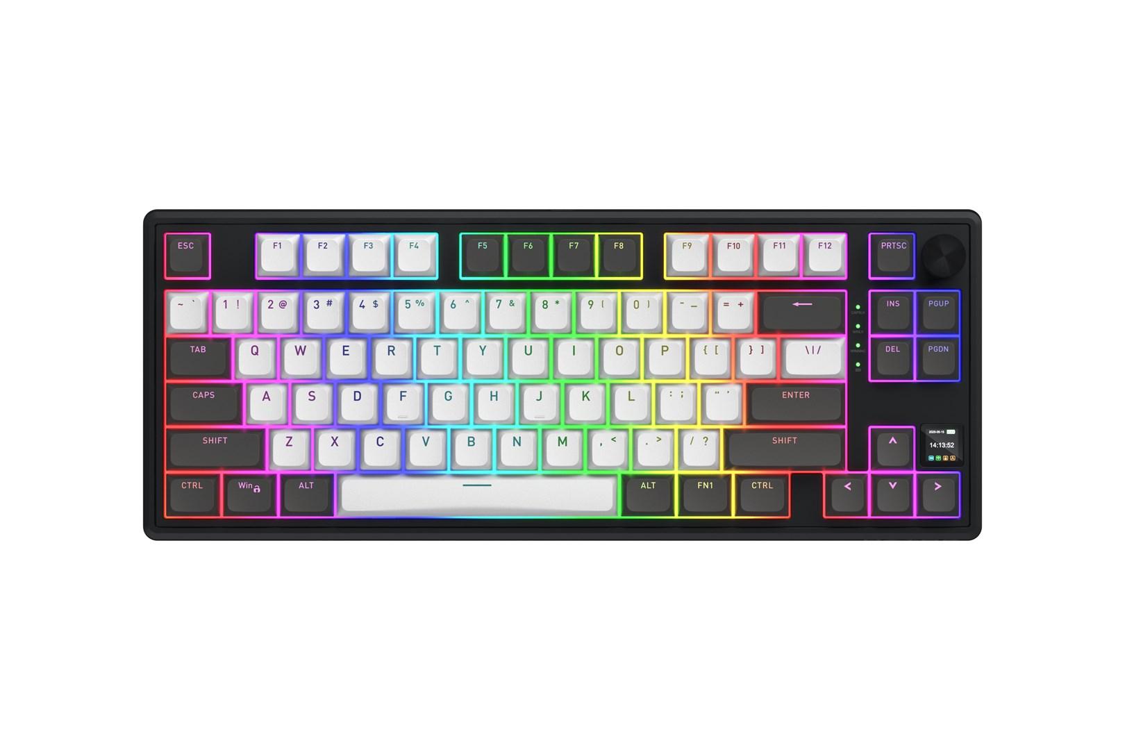 Hator Skyfall Pro Wireless 80 - mekanisk gaming-tastatur, 80&nbsp;%, RGB, USB/2,4&nbsp;GHz/Bluetooth - sort/grå (US)