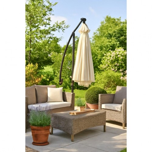 Extralink hængeparasols - 3 m sekskant, beige med sort stel