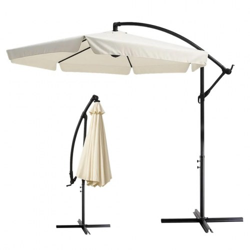 Extralink hængeparasols - 3 m sekskant, beige med sort stel