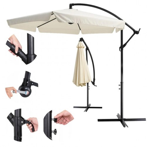 Extralink hængeparasols - 3 m sekskant, beige med sort stel