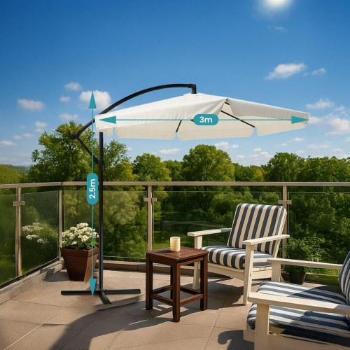 Extralink hængeparasols - 3 m sekskant, beige med sort stel