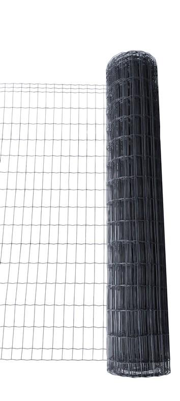 Svejset hegnsnet PVC 2,1 mm - maskestørrelse 100×50 mm - højde 150 cm - 25 m - grå