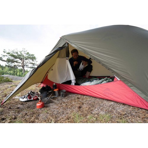 MSR Hubba Hubba Bikepack - 2-personers ridge-telt, grøn/rød/hvid