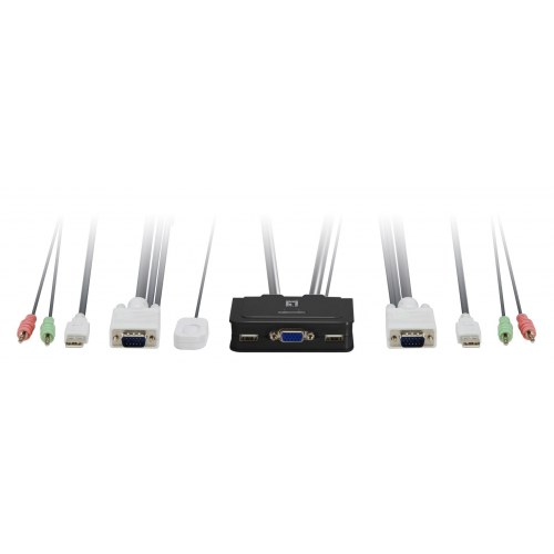 LevelOne 2‑ports USB VGA kabel KVM‑switch med lyd