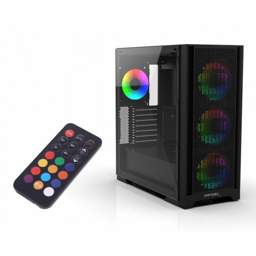 EMG-17XB midi tower pc-kabinet - sort, hærdet glas, RGB