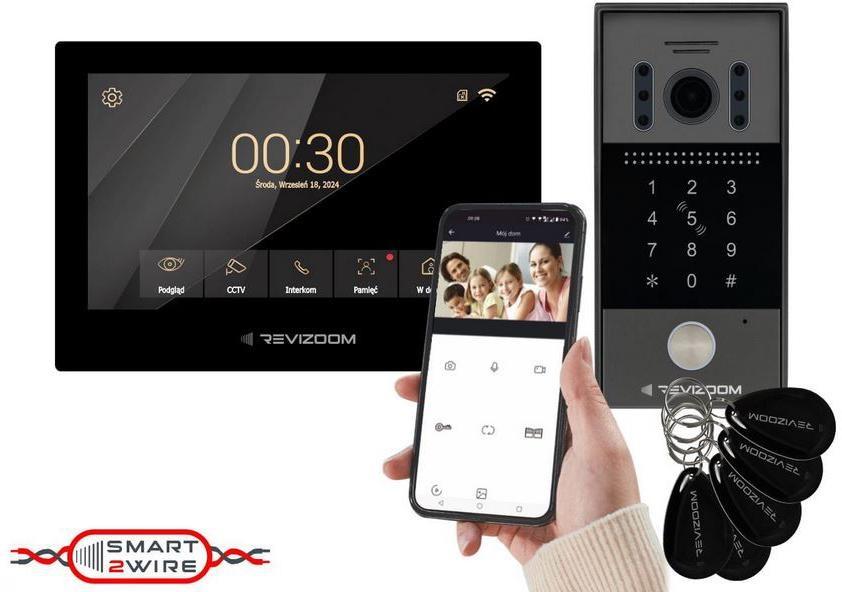 Video-dørtelefon REVIZOOM RM‑T273HD BLACK/RC‑212HD - sort