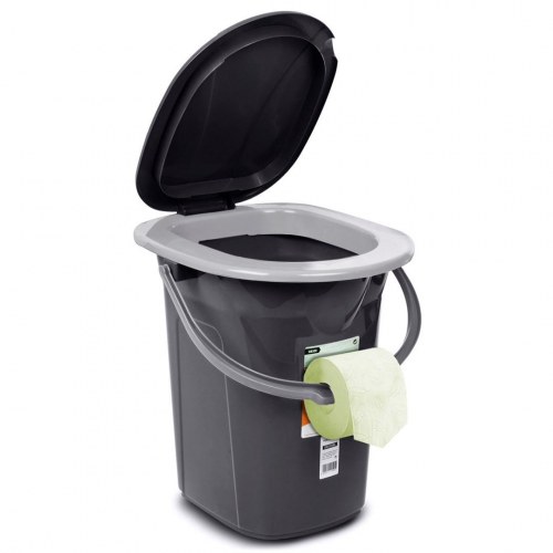 GreenBlue GB320 transportabel campingtoilet - spand/WC 19 l med hank, grå/sort