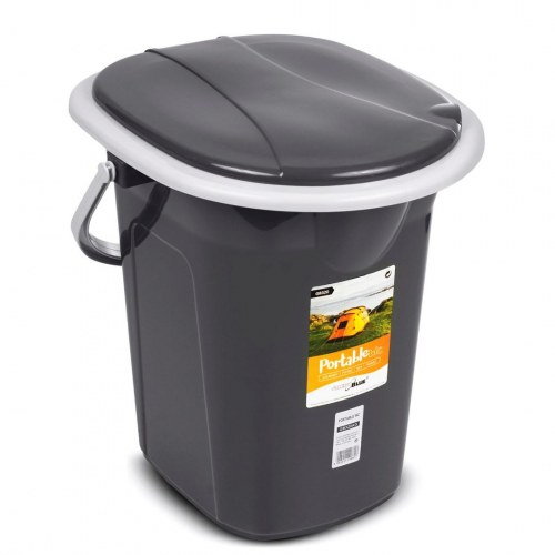 GreenBlue GB320 transportabel campingtoilet - spand/WC 19 l med hank, grå/sort