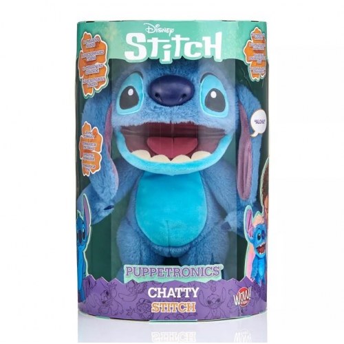 WOW Stuff Disney Real FX Chatty Stitch - interaktiv hånddukke, blå
