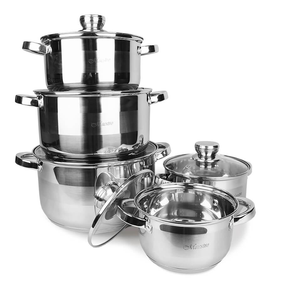 Maestro MR-2220-10 grydesæt i rustfrit stål - 10 dele