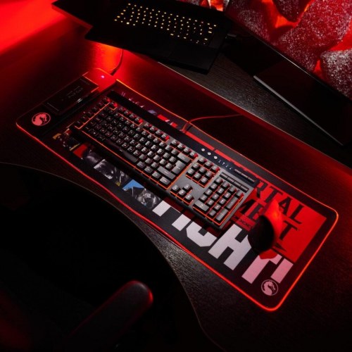 Gaming musemåtte med LED og trådløs oplader - 80 × 30 cm, sort/rød, Numskull Games 154922