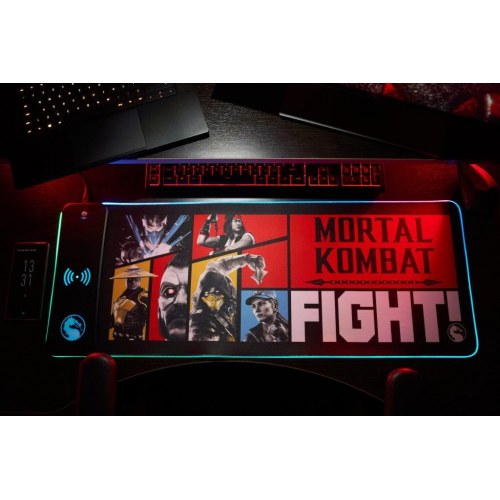 Gaming musemåtte med LED og trådløs oplader - 80 × 30 cm, sort/rød, Numskull Games 154922