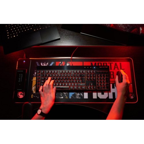 Gaming musemåtte med LED og trådløs oplader - 80 × 30 cm, sort/rød, Numskull Games 154922