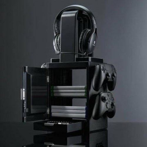 Spildisk-holder med LED - sort/hvid til Xbox