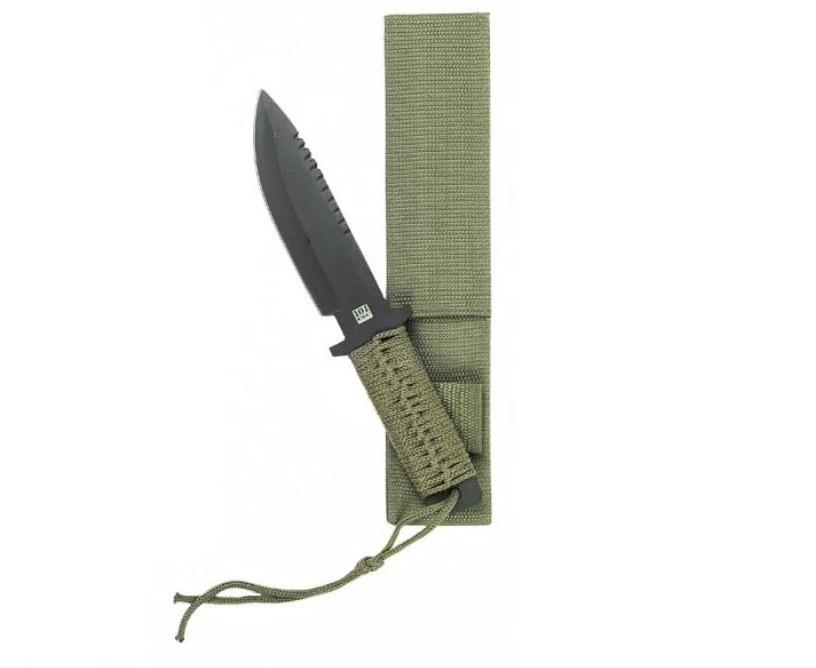 101 INC Combat Recon 10 Model A - overlevelseskniv, grøn/sort