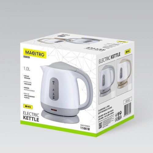 Maestro MR-012 elkedel 1,0 l - 900‑1100 W, beige/hvid