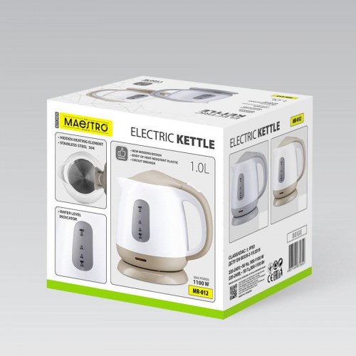 Maestro MR-012 elkedel 1,0 l - 900‑1100 W, beige/hvid