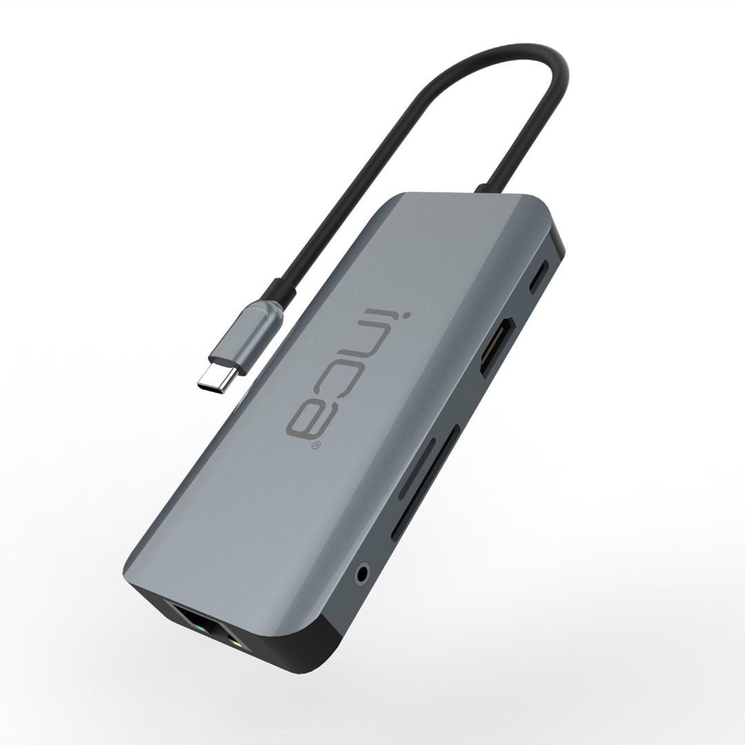 USB-C 9-i-1 interface-hub med 4K HDMI, Gigabit LAN og kortlæser - grå (ITPC-10TX)