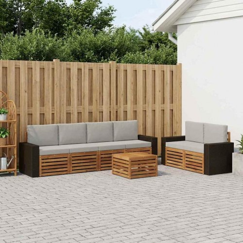 Udendørs sofagruppe med pude 7 stk Naturfarvet og lysegrå
