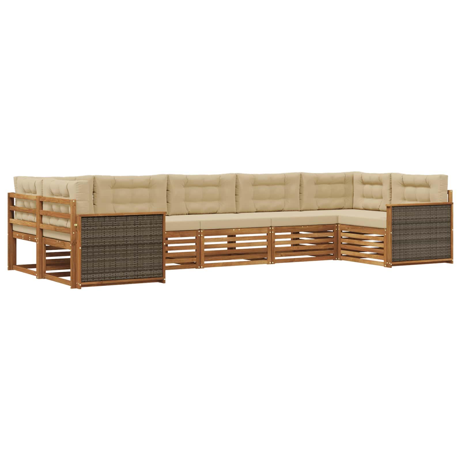 Udendørs sofagruppe med pude 7 stk Naturlig og Beige