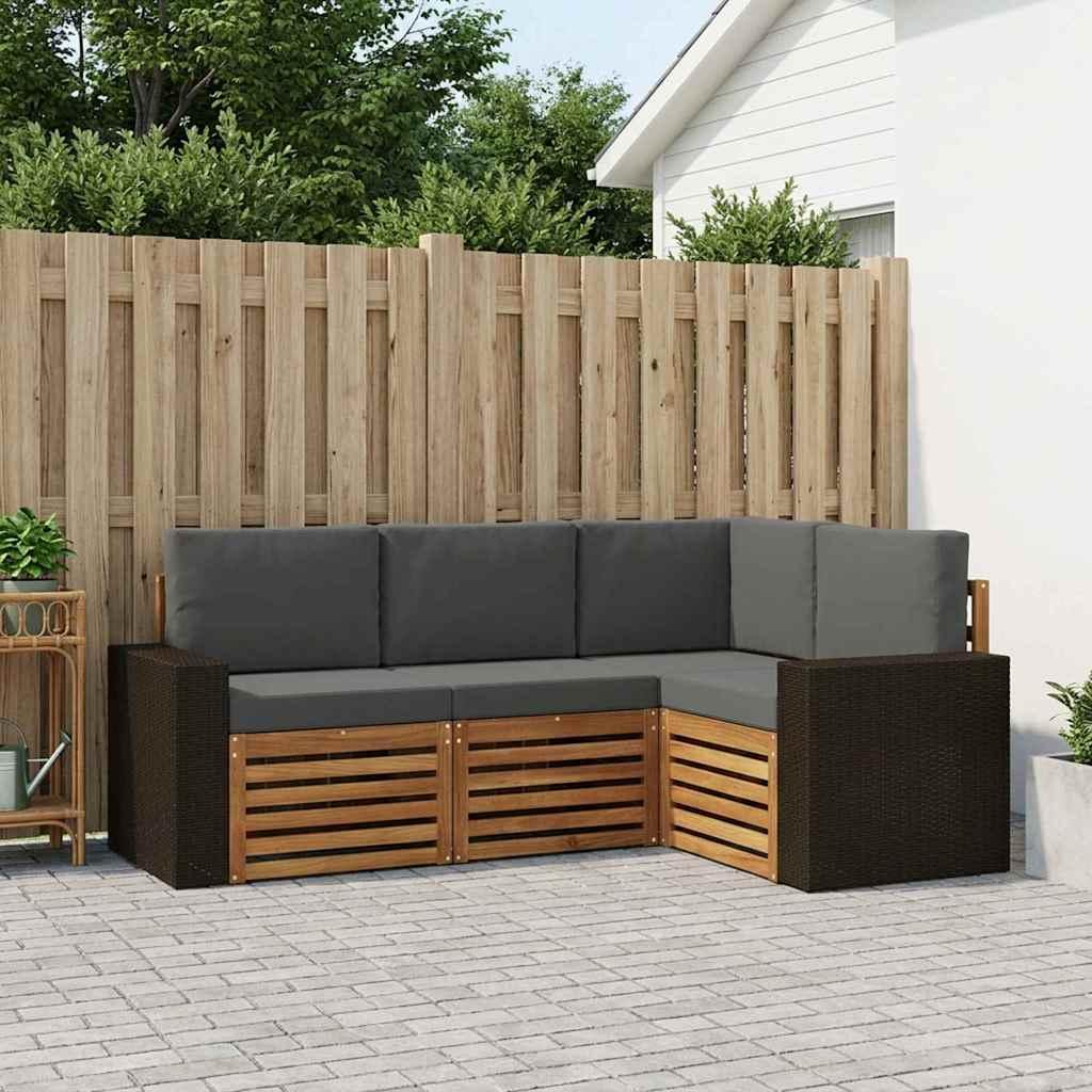 Sofasæt med pude 4 stk Massivt Akacietræ