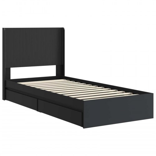 Sengestel med opbevaring og hovedgærde Sort 75 x 190 cm
