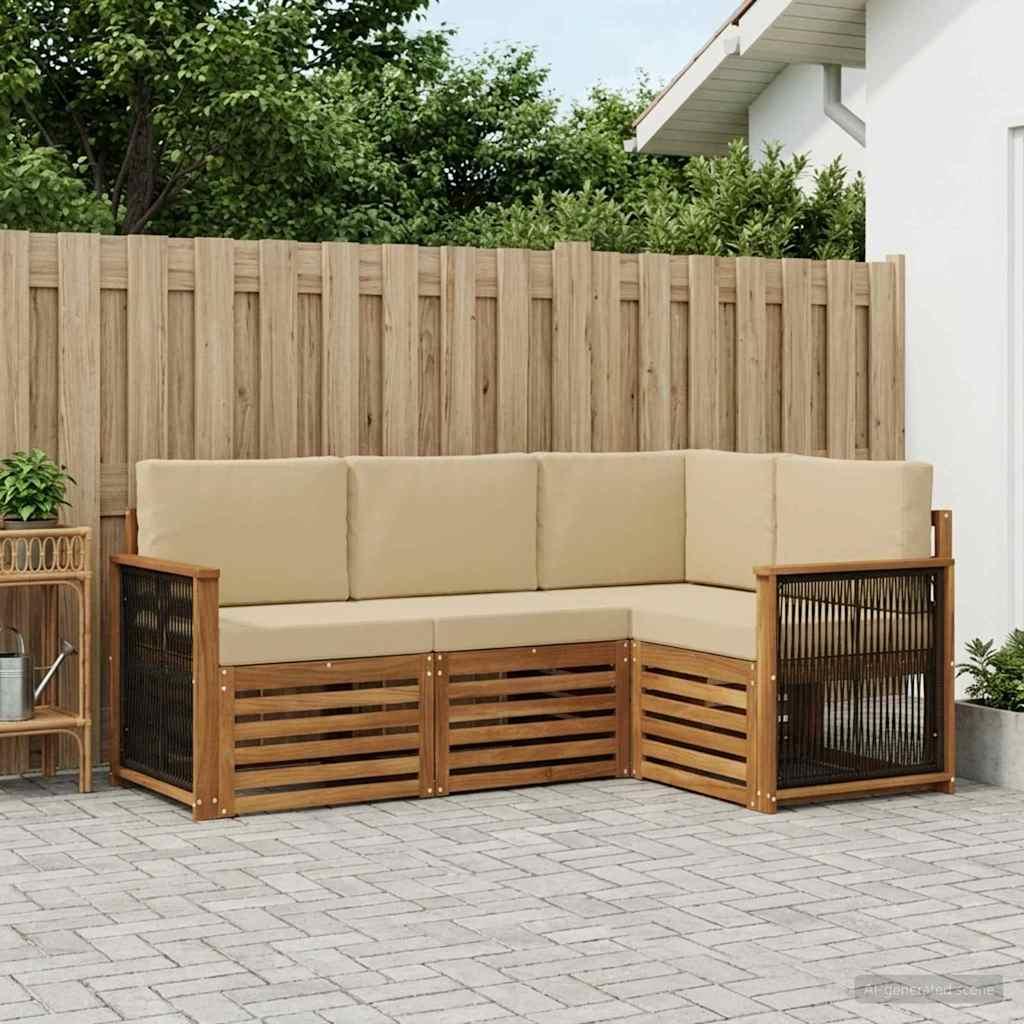 Sofasæt med pude 4 stk Massivt Akacietræ